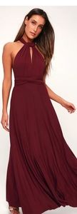 Maroon, convertible top maxi dress